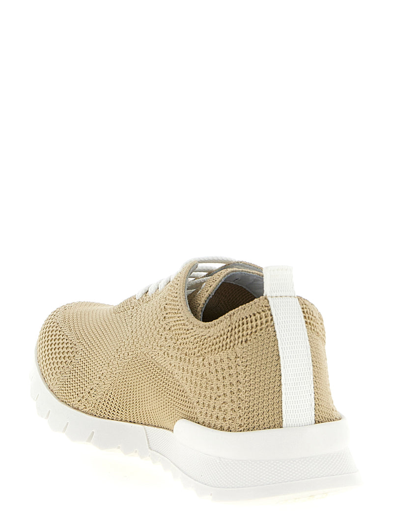 Kiton Beige Cotton Athletic Sneakers for Men