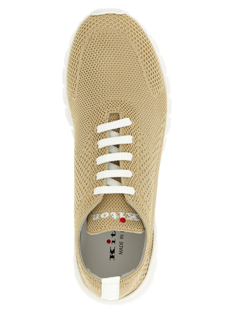 Kiton Beige Cotton Athletic Sneakers for Men