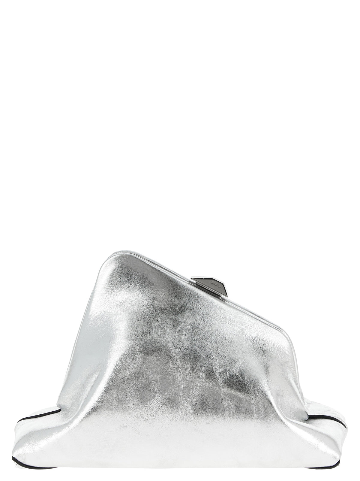 The Attico Silver Calfskin Clutch Bag - Day Off Small