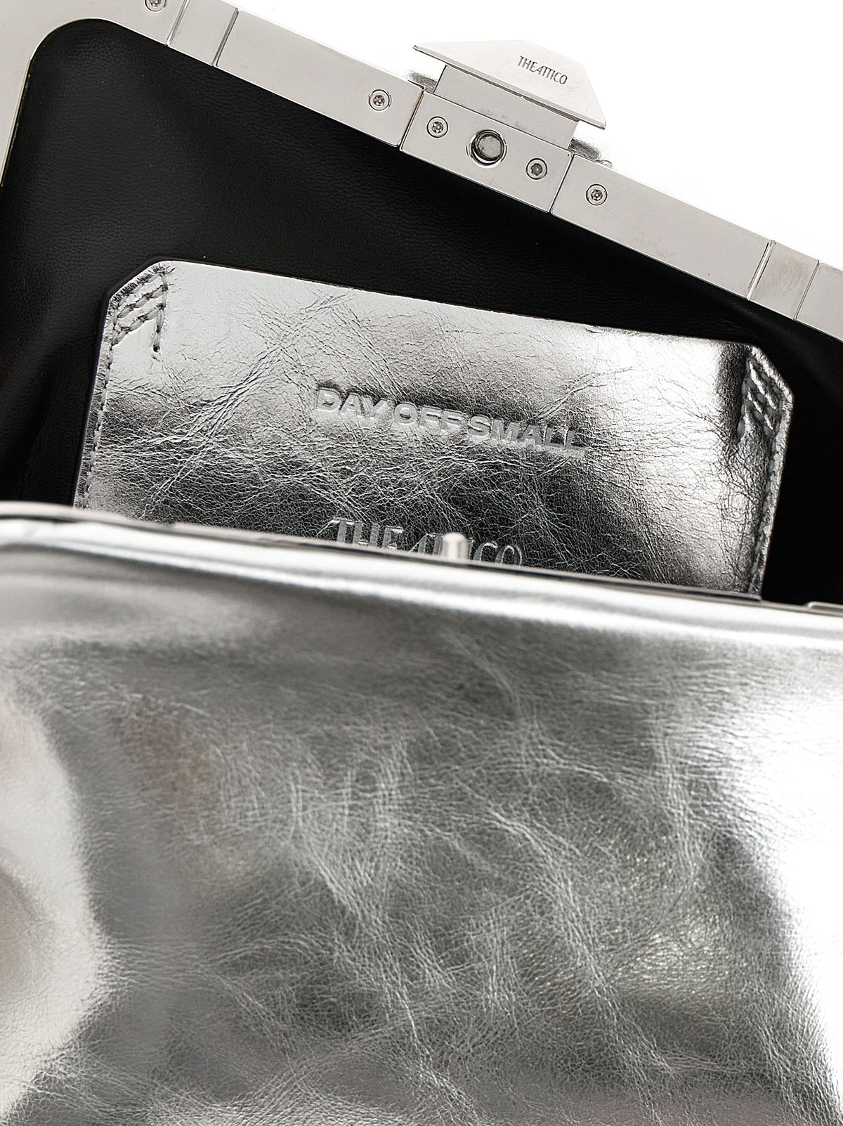 The Attico Silver Calfskin Clutch Bag - Day Off Small