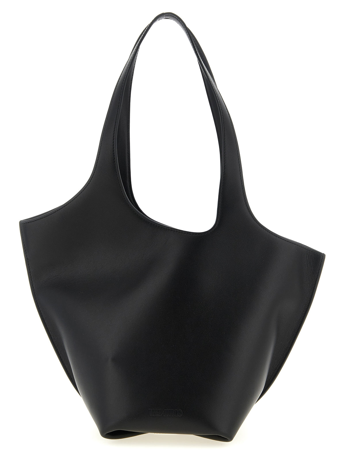 The Attico La Scoop Medium Black Calfskin Shoulder Bag