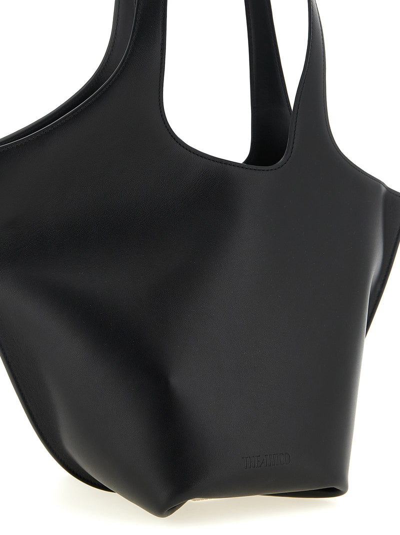 The Attico La Scoop Medium Black Calfskin Shoulder Bag