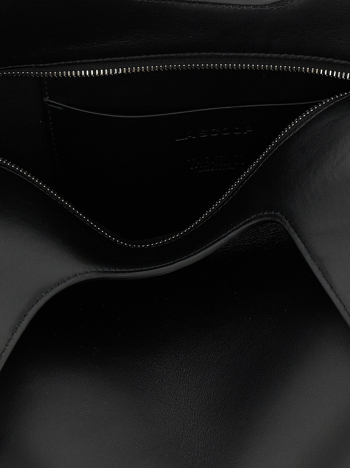 The Attico La Scoop Medium Black Calfskin Shoulder Bag
