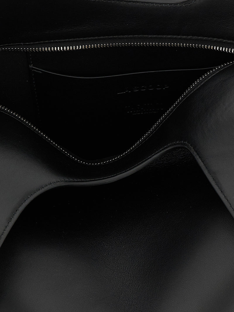 The Attico La Scoop Medium Black Calfskin Shoulder Bag