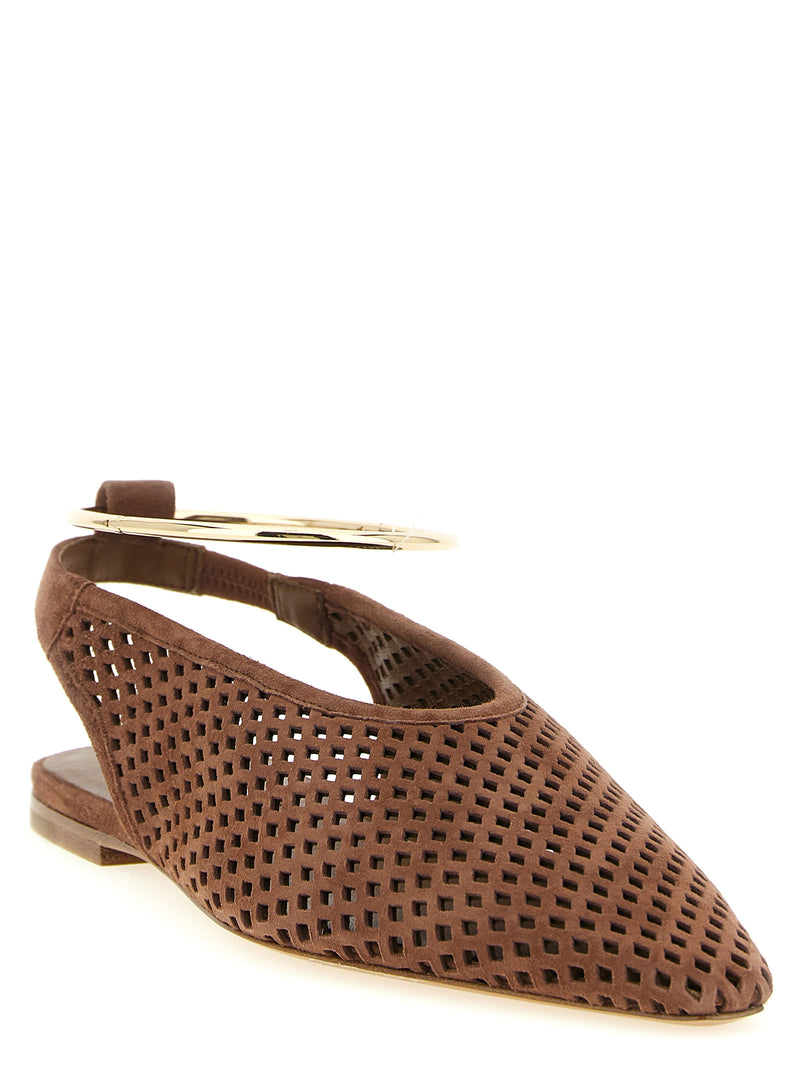 Jil Sander Brown Goatskin Ballet Flats for Women