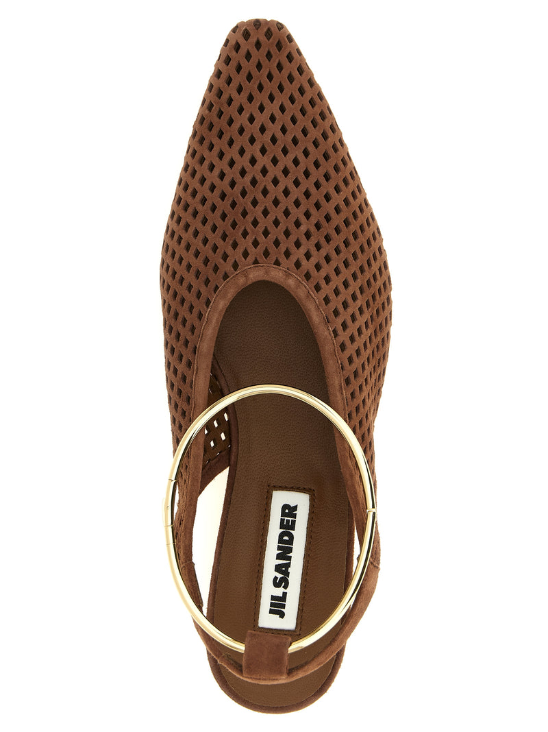 Jil Sander Brown Goatskin Ballet Flats for Women