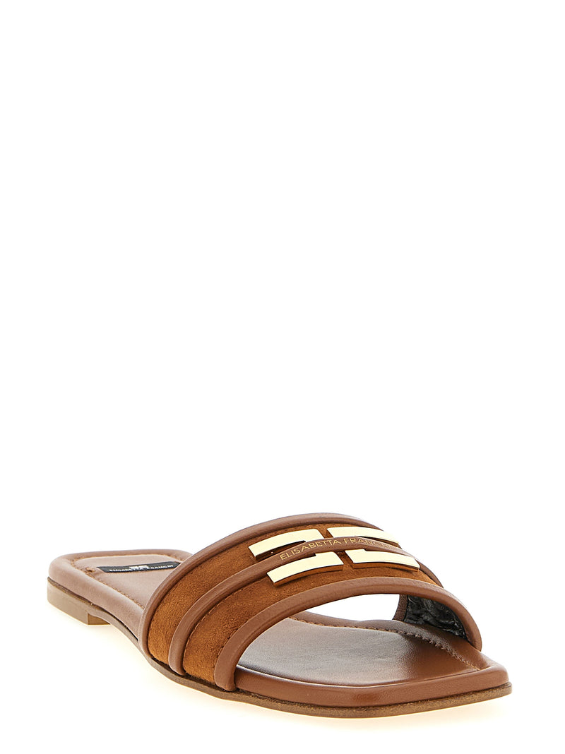 Mules en cuir marron Elisabetta Franchi