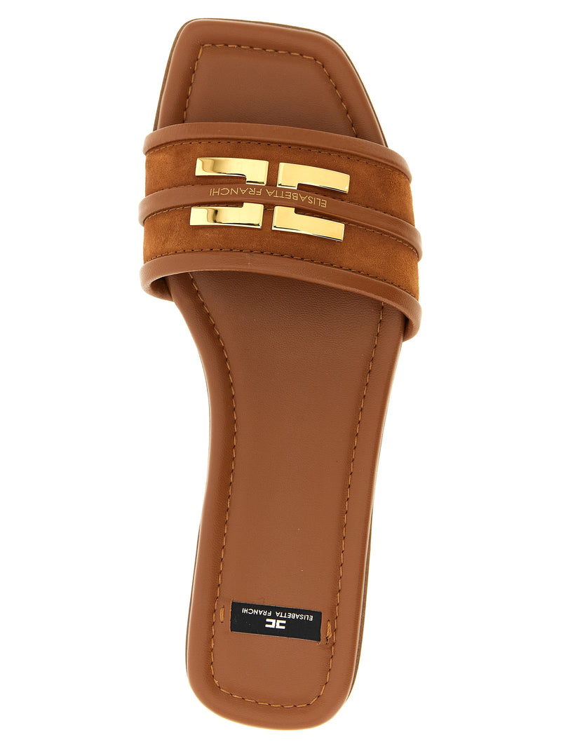 Mules en cuir marron Elisabetta Franchi