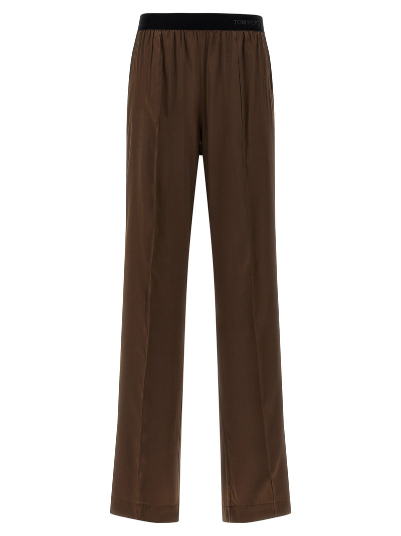 Tom Ford Brown Silk Casual Pants for Women