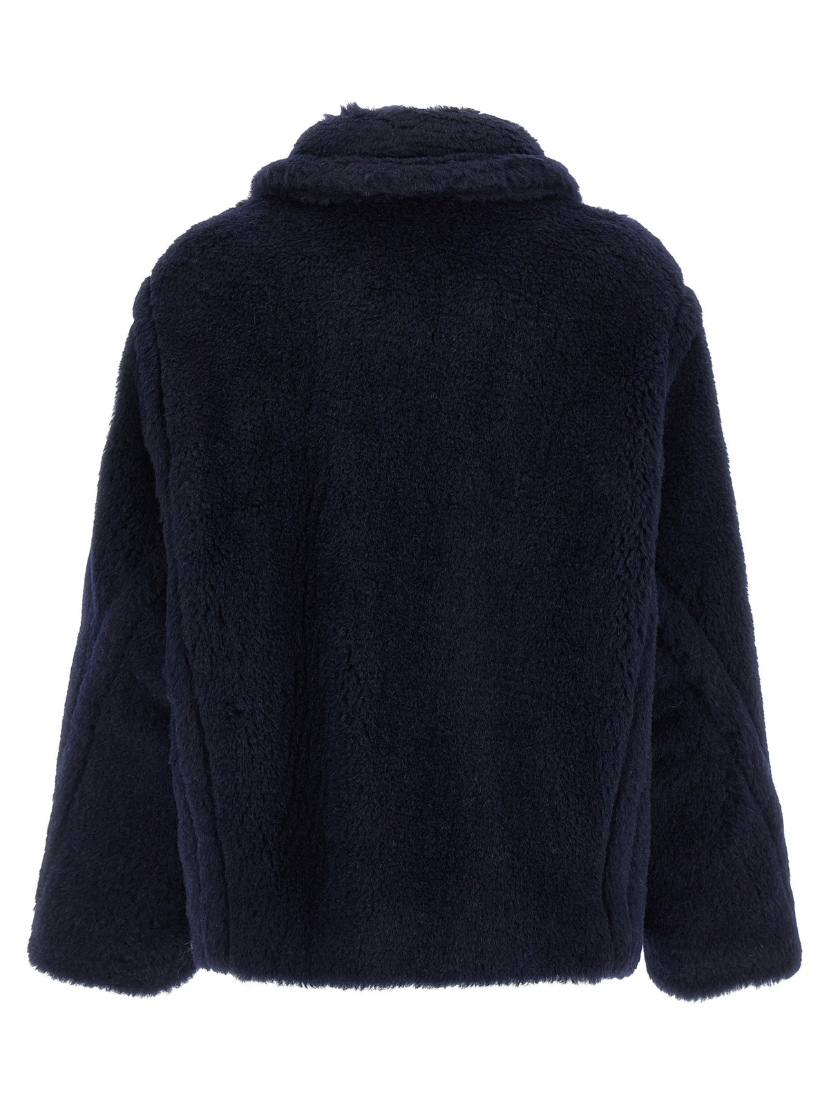 Max Mara Blue Alpaca Leather Coat