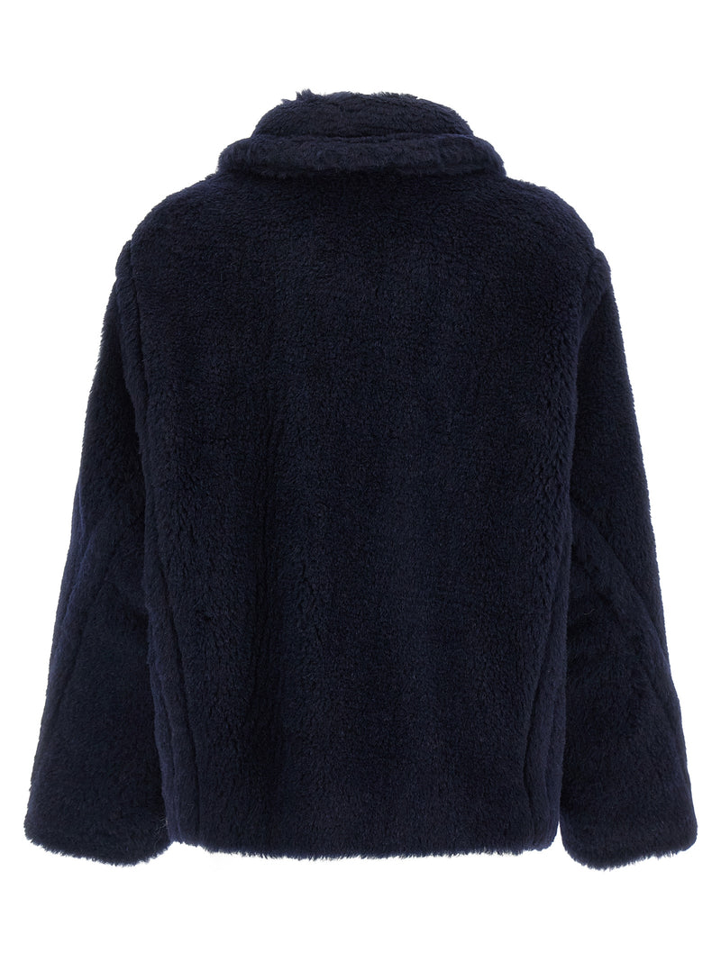 Manteau Max Mara en alpaga et cuir bleu