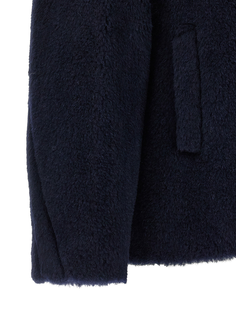 Manteau Max Mara en alpaga et cuir bleu