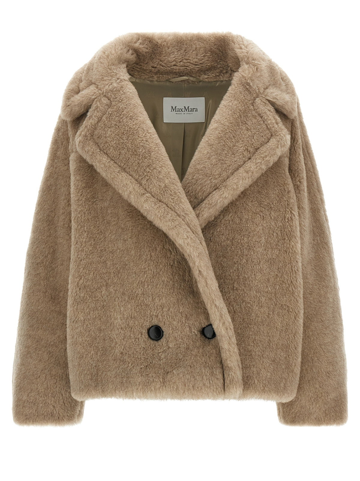 Manteau Max Mara en alpaga et cuir beige