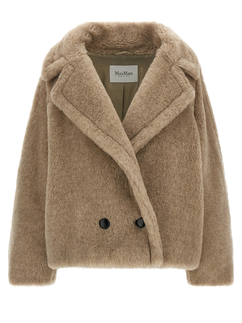Manteau Max Mara en alpaga et cuir beige