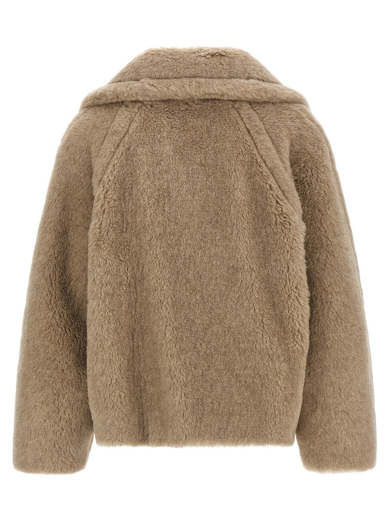 Manteau Max Mara en alpaga et cuir beige
