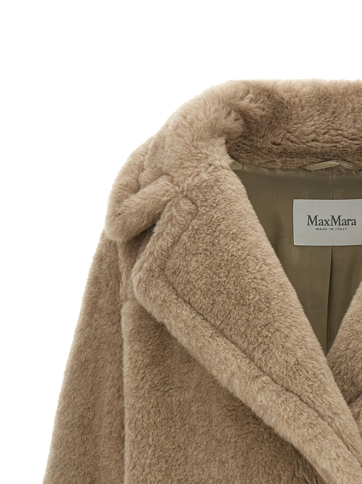 Manteau Max Mara en alpaga et cuir beige