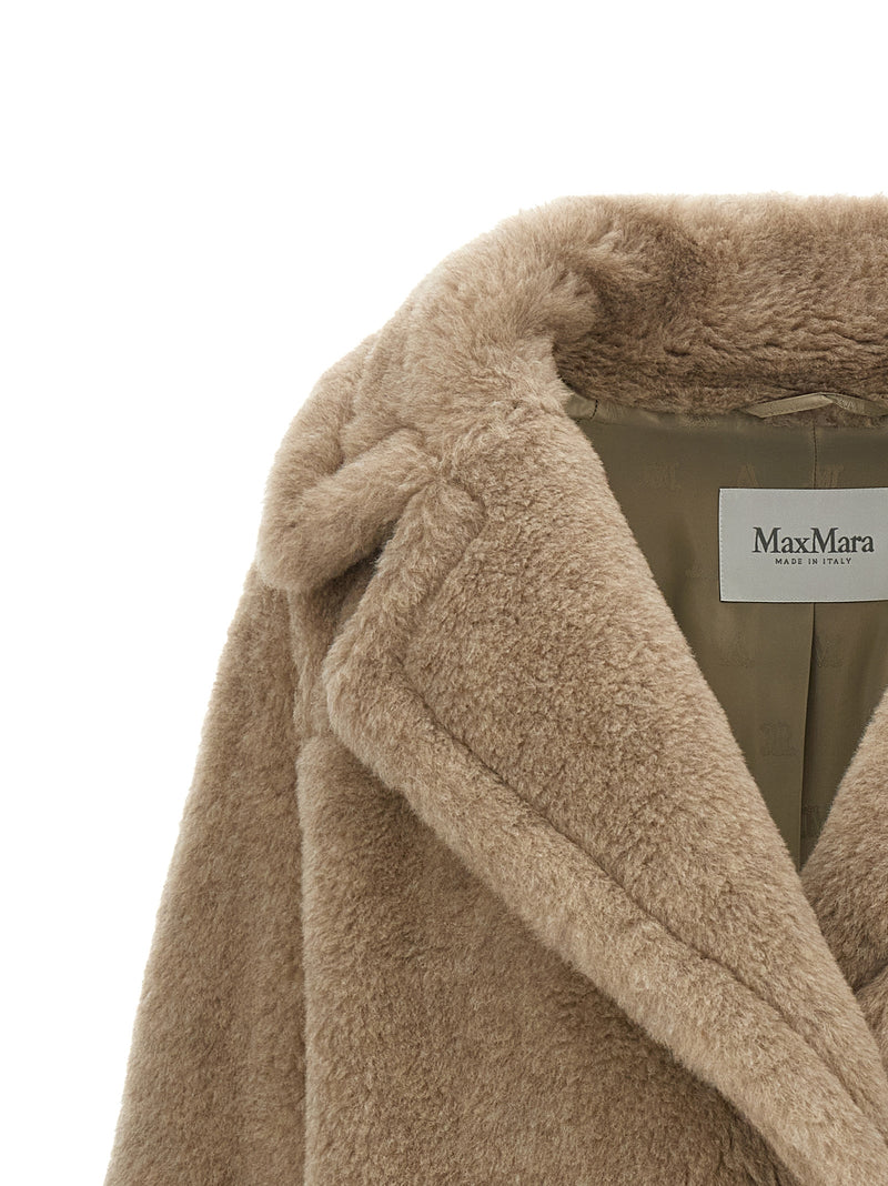 Manteau Max Mara en alpaga et cuir beige