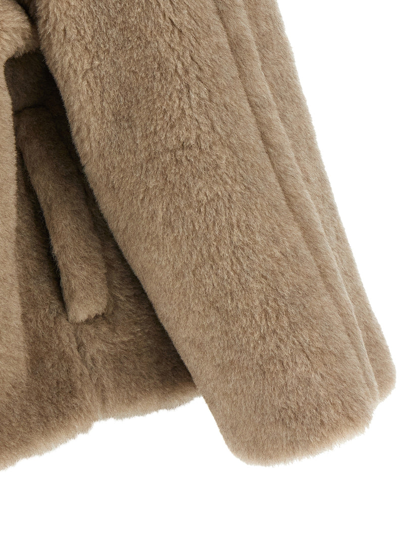 Manteau Max Mara en alpaga et cuir beige