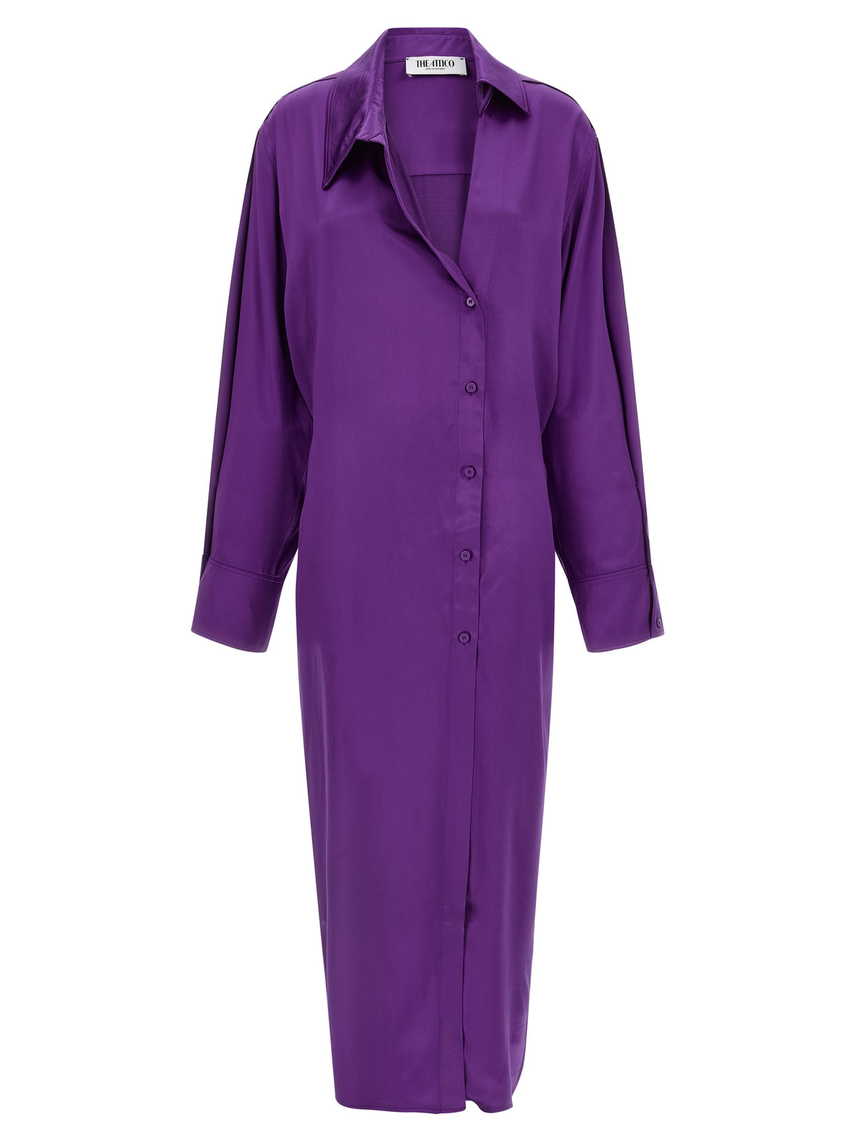 The Attico Purple Rayon Midi Dress - Elegant Chemisier Design