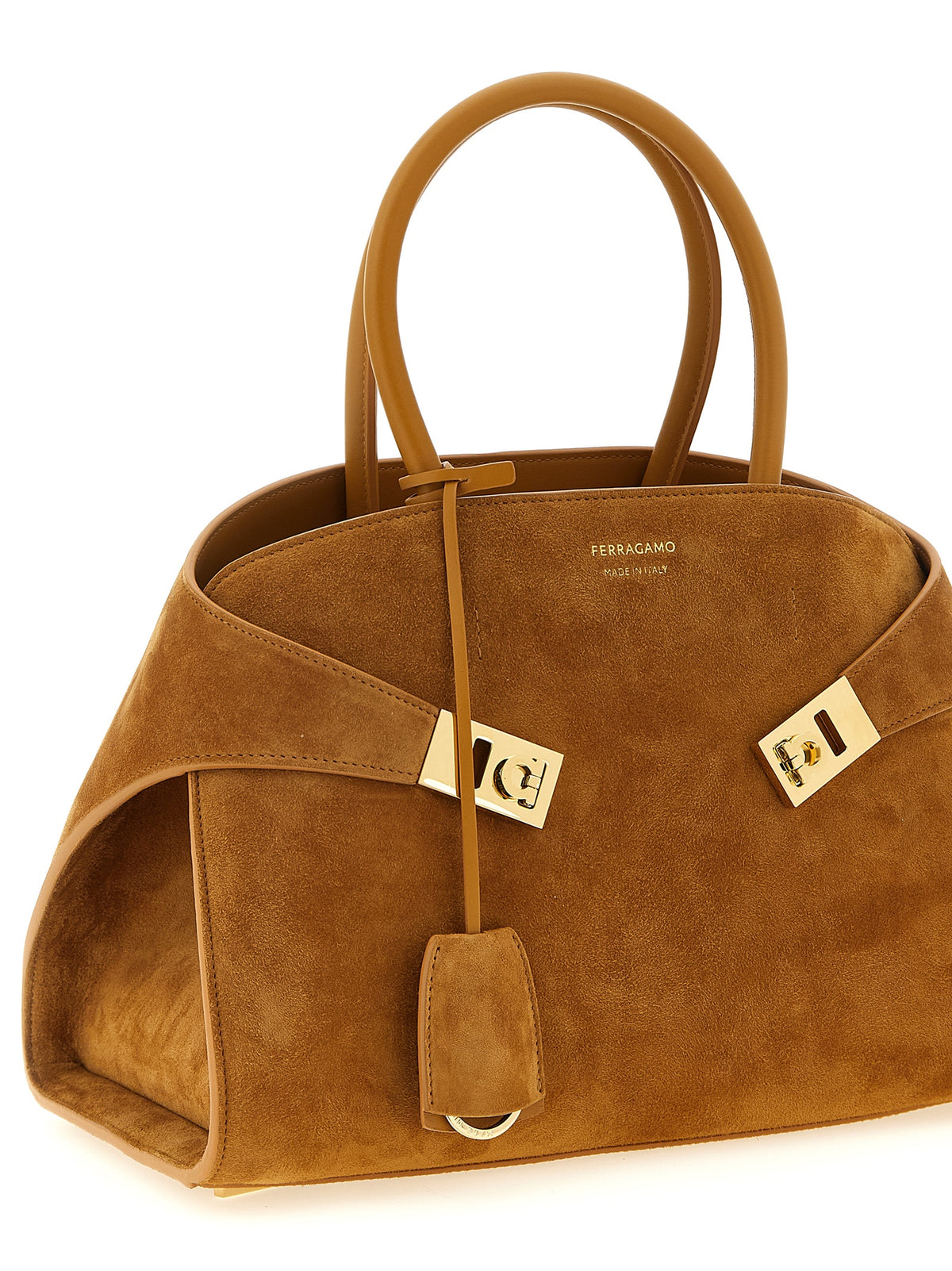 Sac à main Ferragamo en cuir de chèvre beige