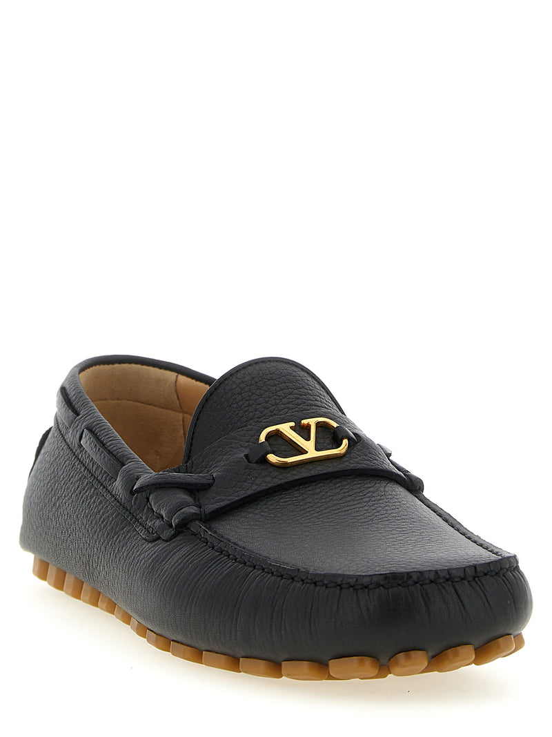 Valentino Garavani Black Calfskin Slip-On Loafers