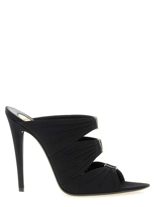 Sandales Saint Laurent noires en viscose à talon aiguille