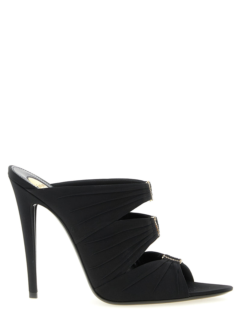 Saint Laurent Black Viscose Stiletto Heel Sandals