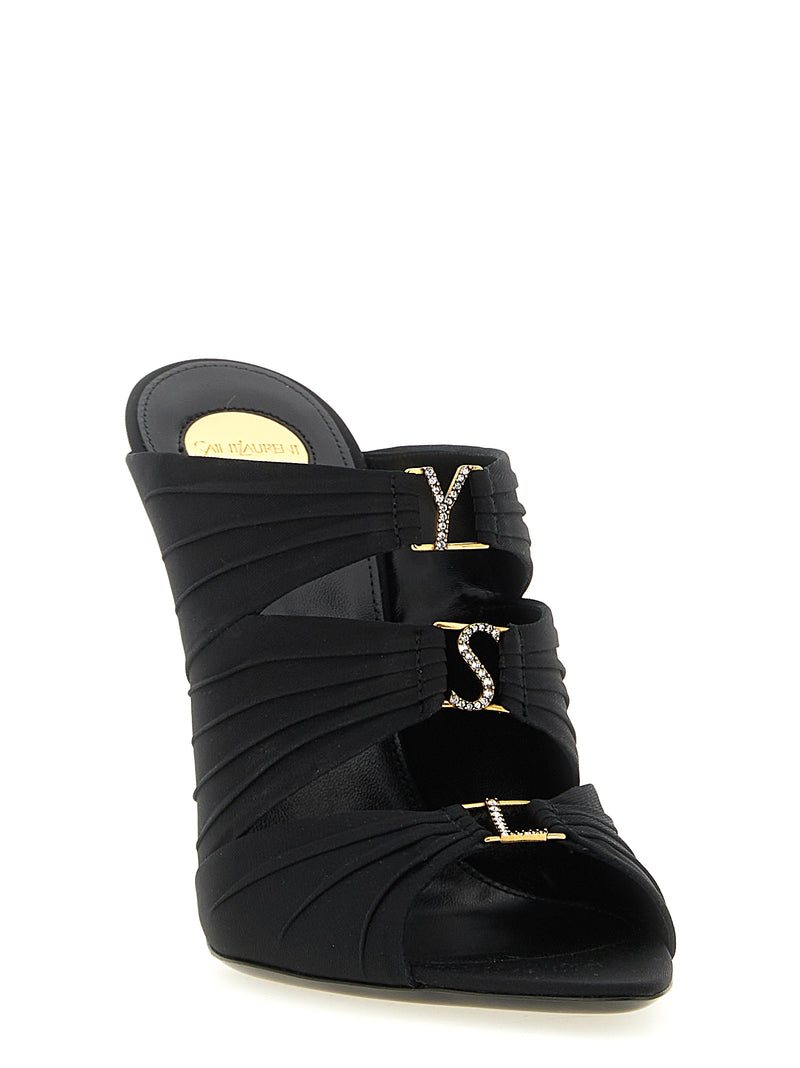 Saint Laurent Black Viscose Stiletto Heel Sandals
