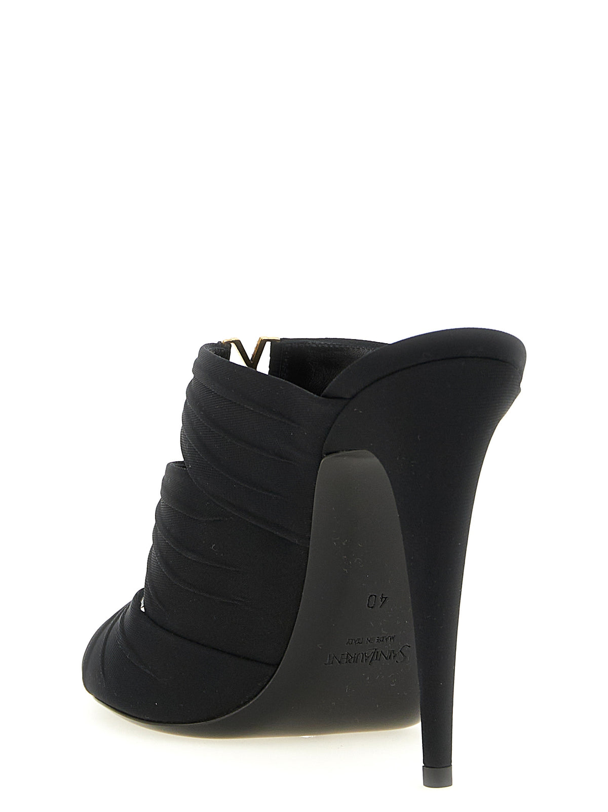 Sandales Saint Laurent noires en viscose à talon aiguille