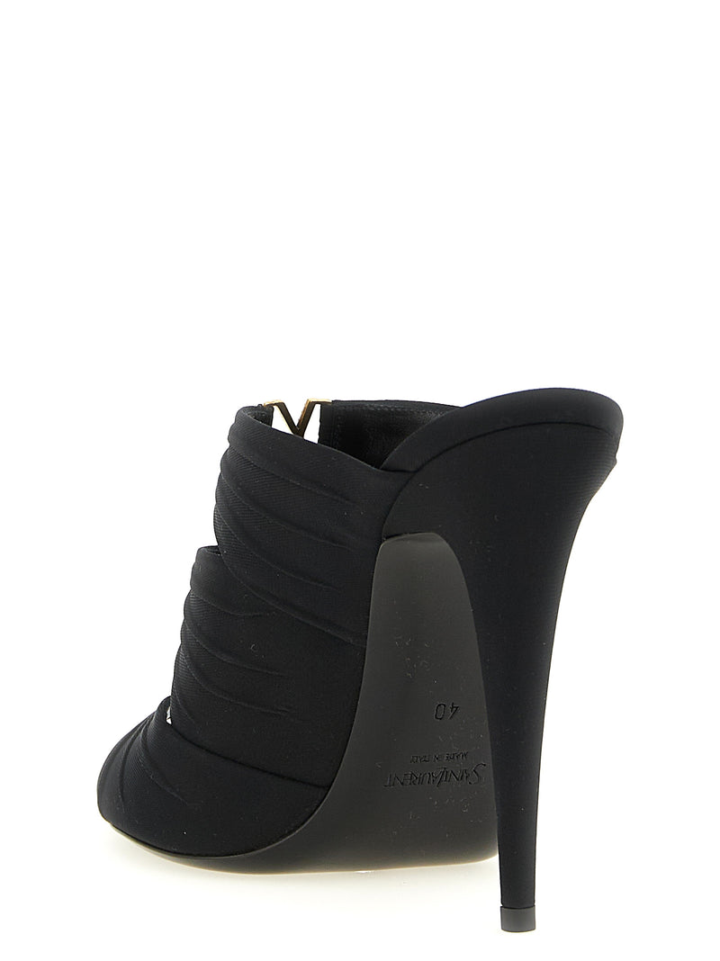 Saint Laurent Black Viscose Stiletto Heel Sandals