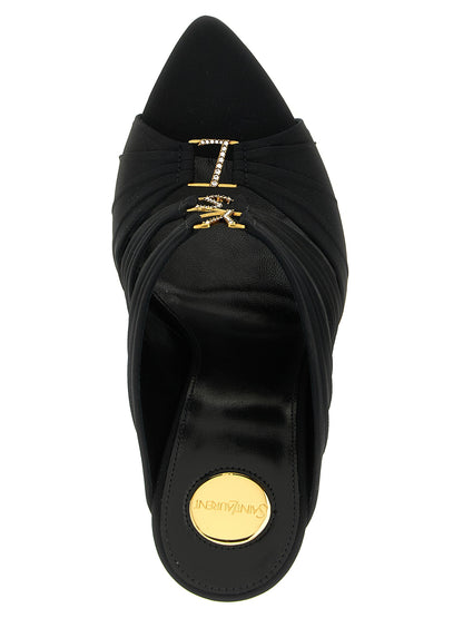 Saint Laurent Black Viscose Stiletto Heel Sandals