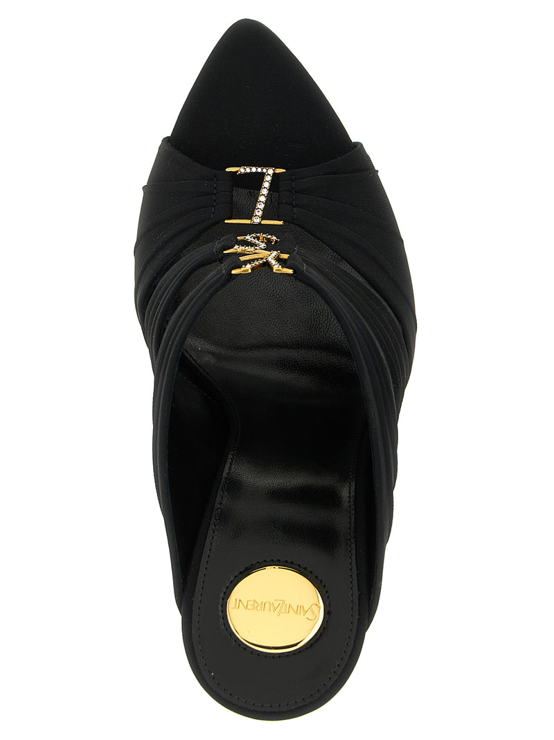 Saint Laurent Black Viscose Stiletto Heel Sandals