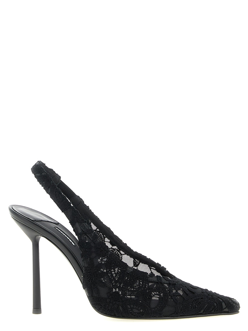 LE SILLA Chantilly Black Cotton High Heel Pumps