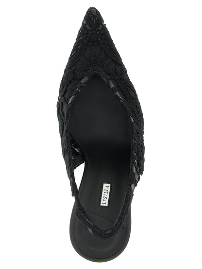 LE SILLA Black Cotton High Heel Pumps
