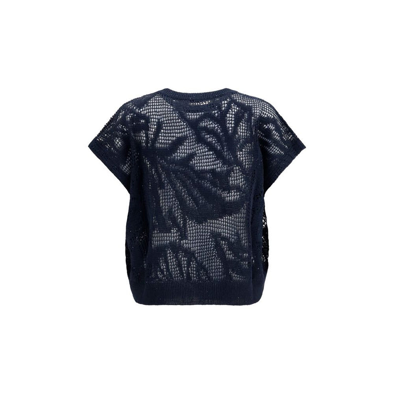 Brunello Cucinelli Blue Linen T-Shirt - Oversized Fit
