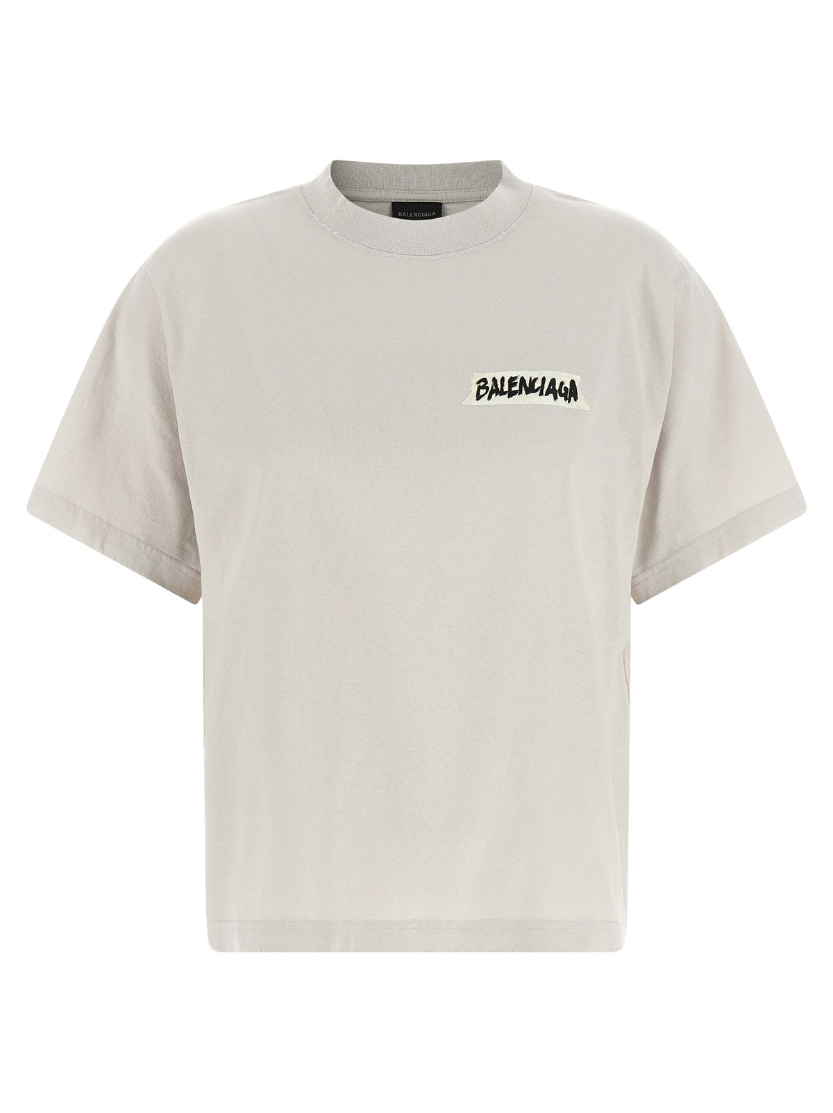 Balenciaga Gray Cotton T-Shirt - Iconic Masking Tape Design