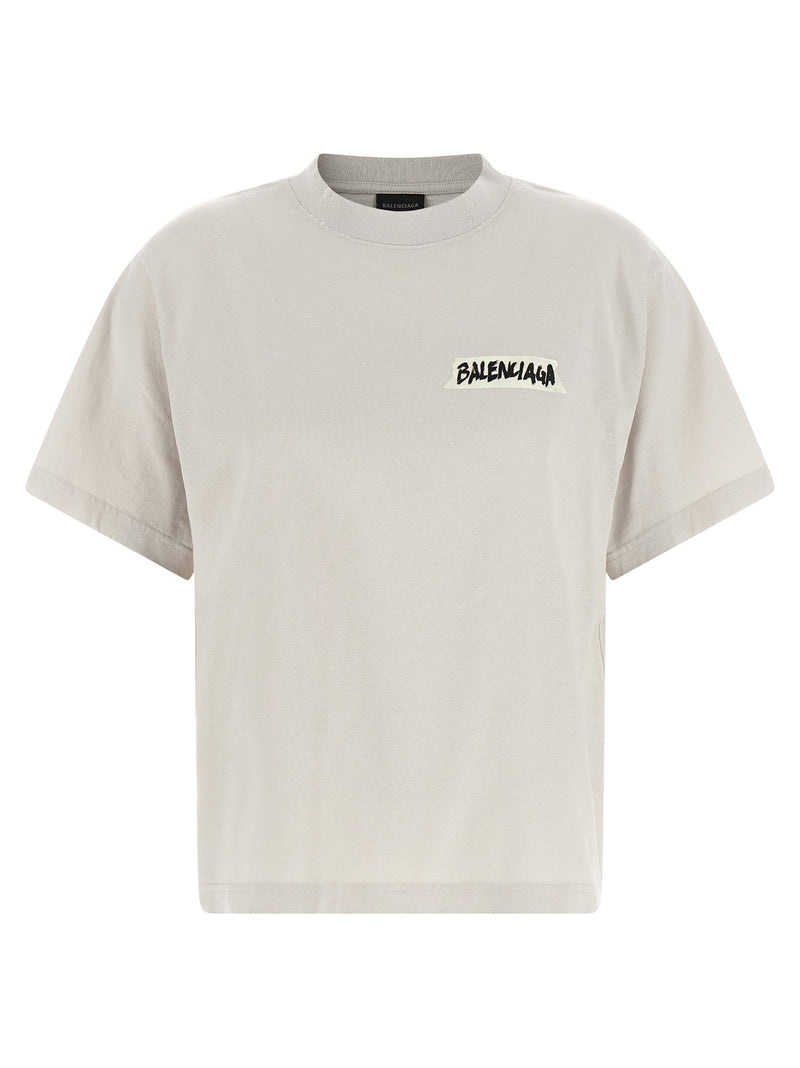 T-Shirt Balenciaga Gray en Coton - Modèle Masking Tape