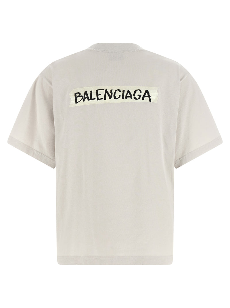 T-Shirt Balenciaga Gray en Coton - Modèle Masking Tape