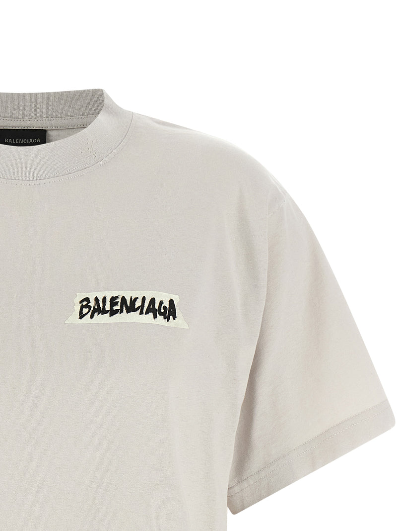 T-Shirt Balenciaga Gray en Coton - Modèle Masking Tape