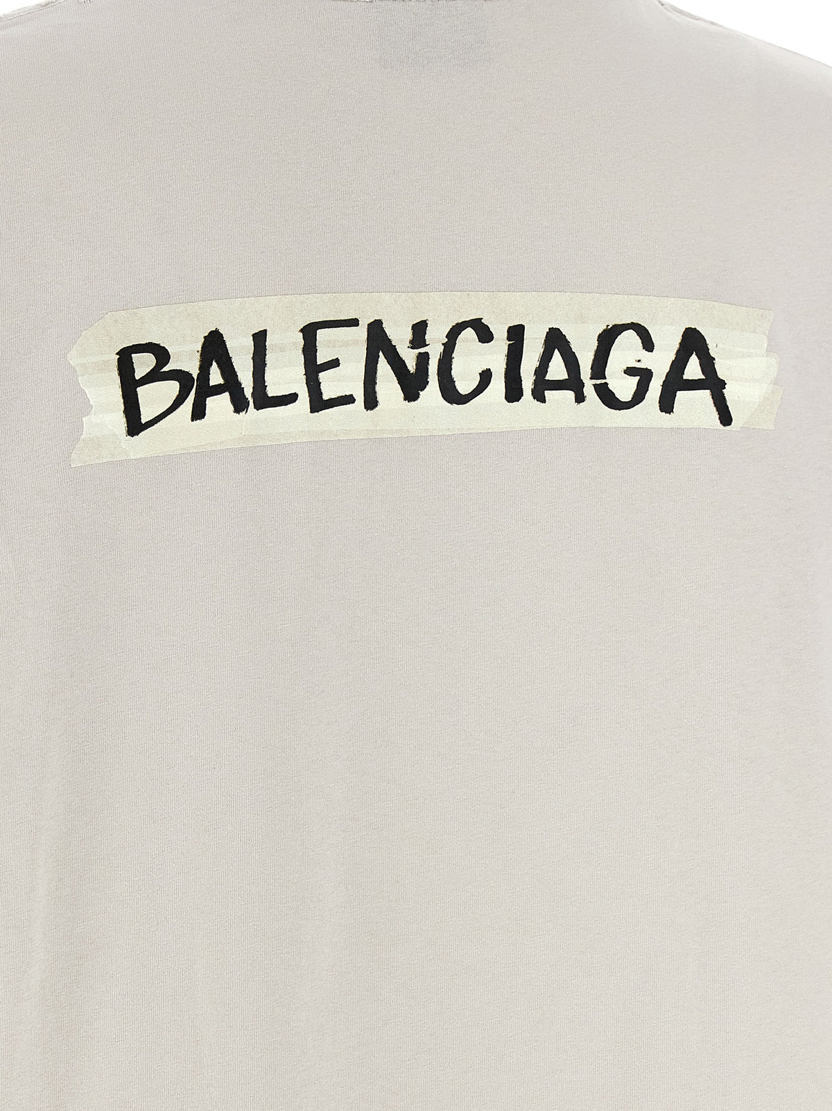 Balenciaga Gray Cotton T-Shirt - Iconic Masking Tape Design
