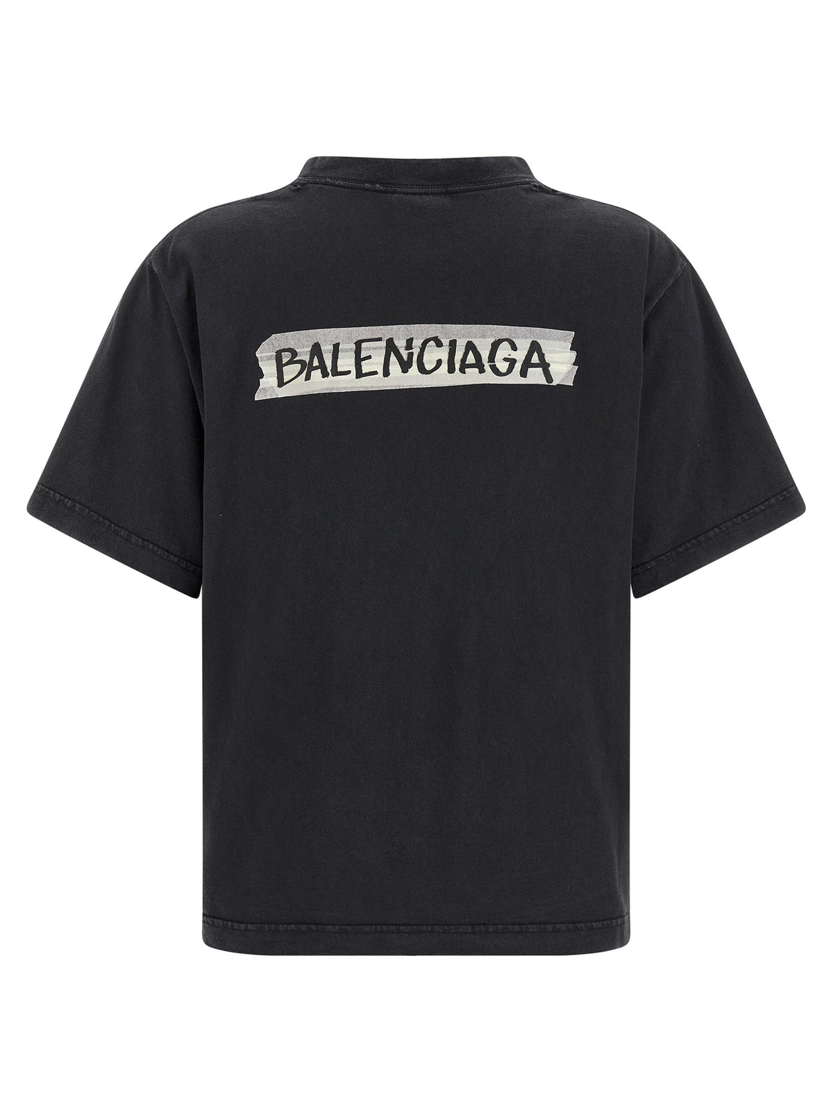 Balenciaga Black Cotton T-Shirt - Masking Tape Design