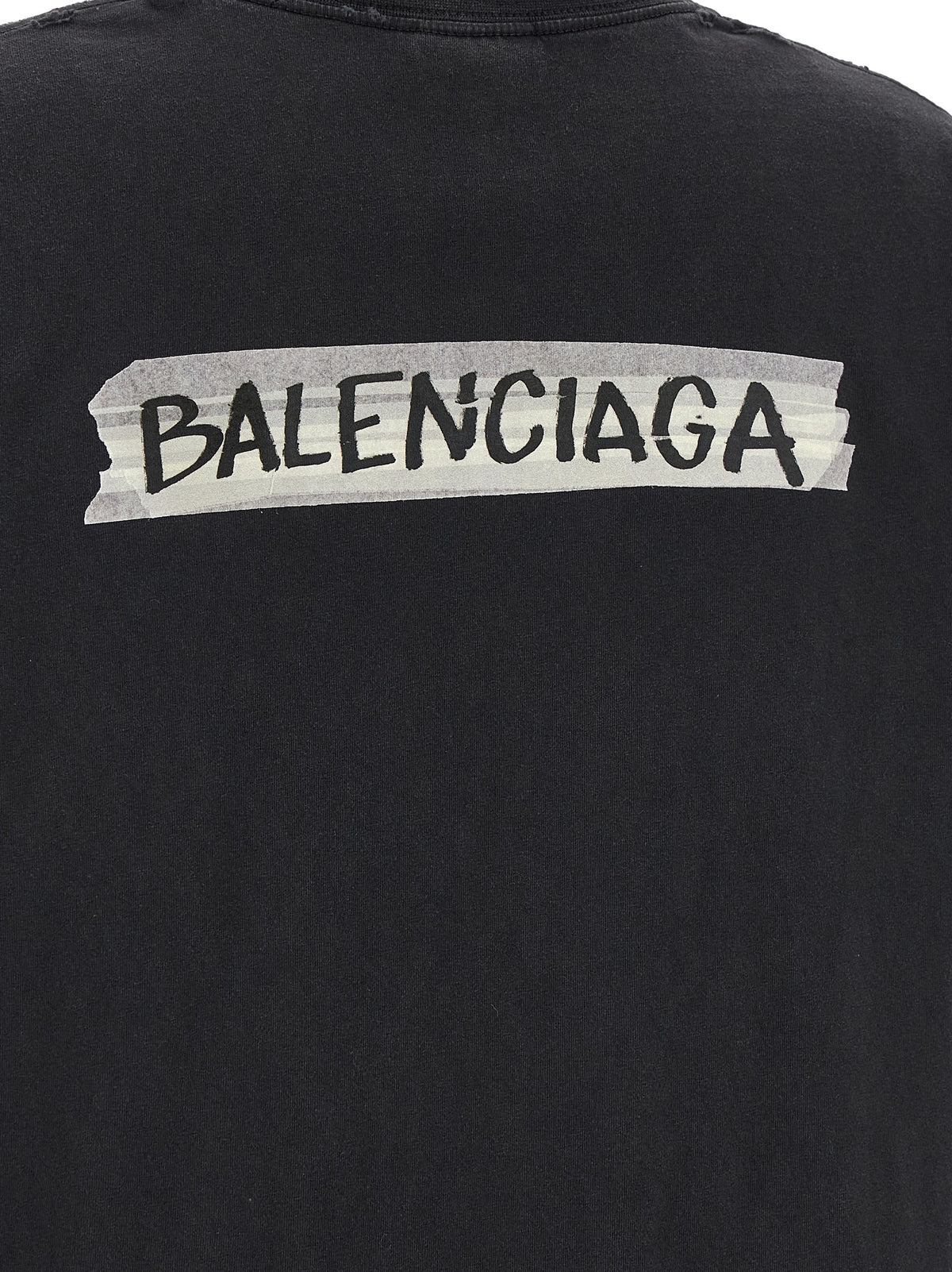 Balenciaga Black Cotton T-Shirt - Masking Tape Design
