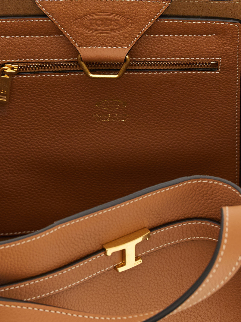 Tod's Brown Calfskin Small ‘Tim’ Tote Bag for Women