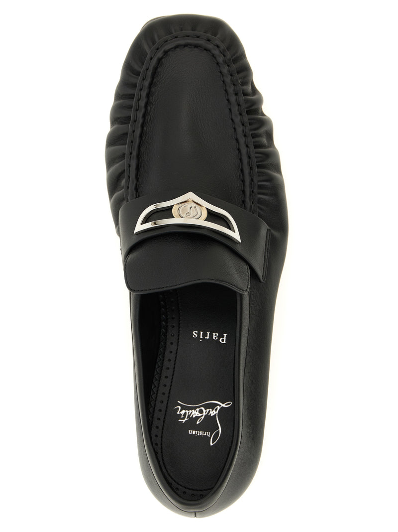 Christian Louboutin Mocallista Black Calfskin Slip-On Loafers