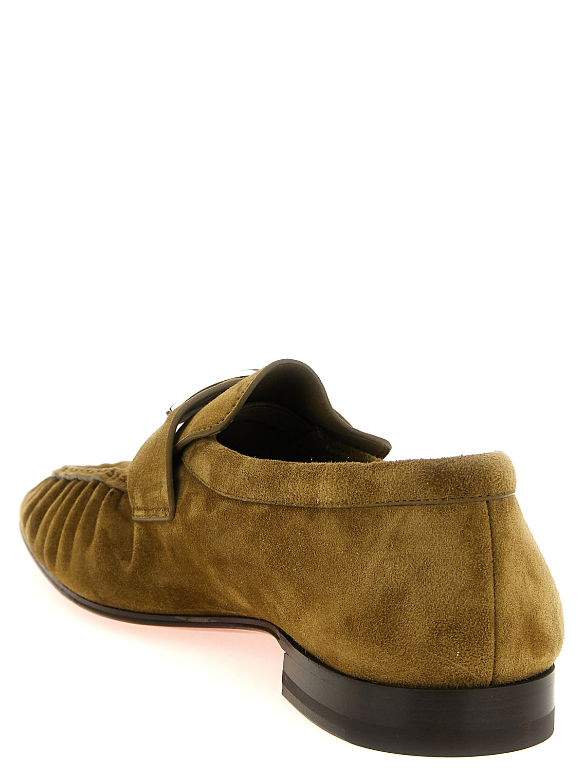 Mocassins à enfiler en cuir de veau marron Christian Louboutin