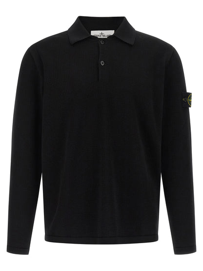 Stone Island Black Cotton Polo Shirt