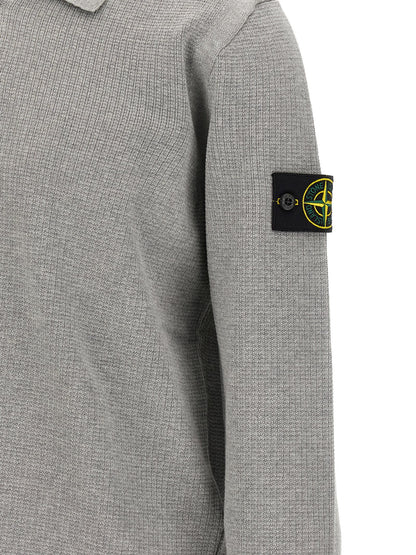 Stone Island Gray Cotton Polo Shirt