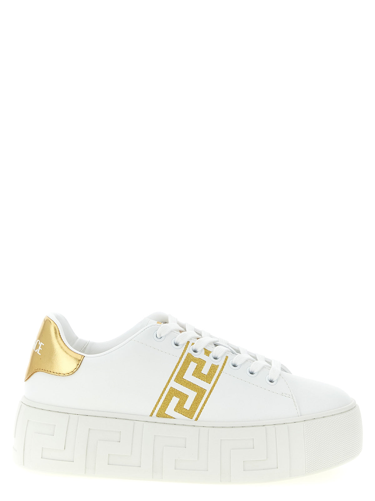 Baskets plateforme Versace en nylon doré
