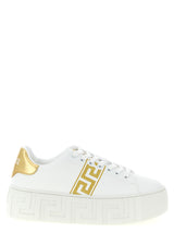 Baskets plateforme Versace en nylon doré