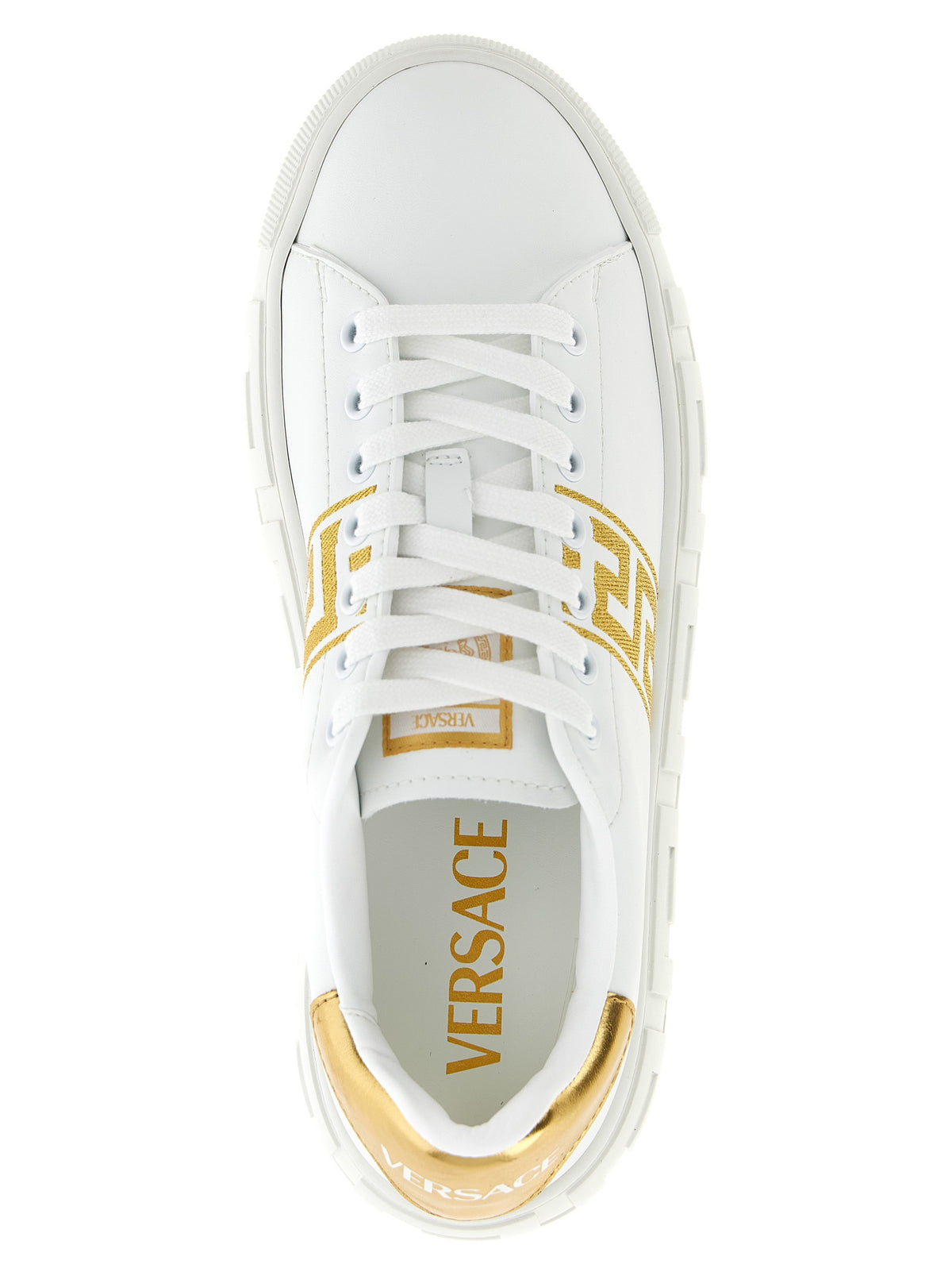 Baskets plateforme Versace en nylon doré